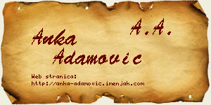 Anka Adamović vizit kartica